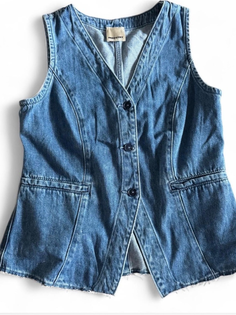 Industry Blue Denim Sleeveless Vest - Women's Button Front Layering Piece